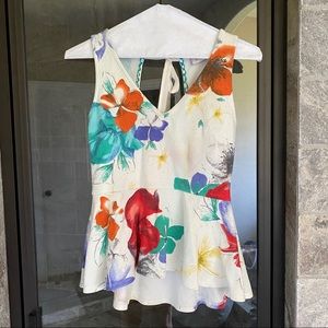 Anthropologie Tie-back Floral Peplum